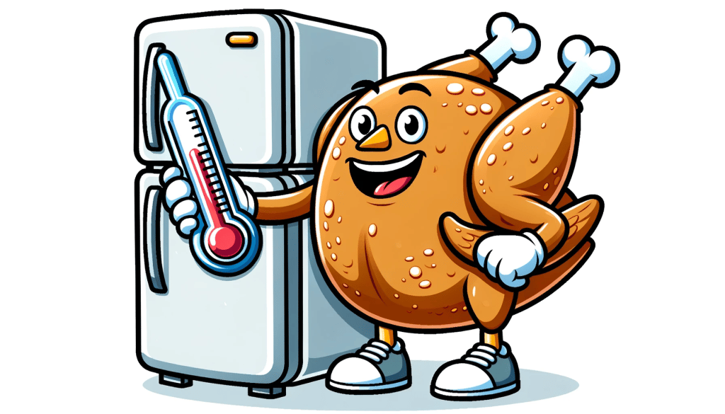fridge thermometer held by baked turkey