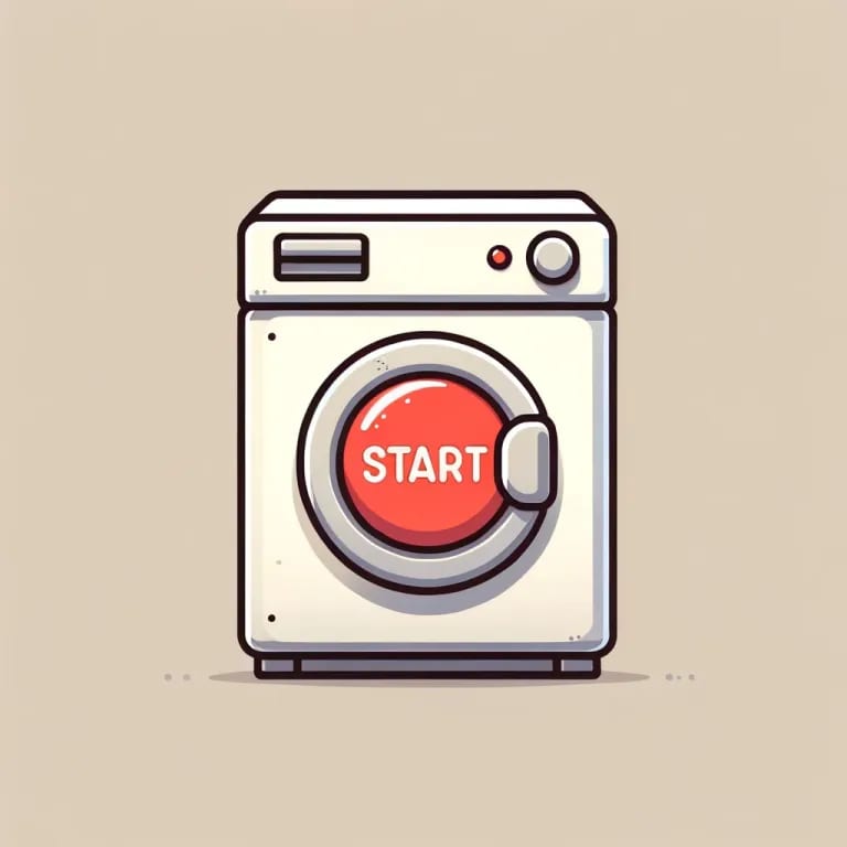 dryer with red start button in the door